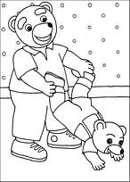 coloriage petit ours brun fait des acrobaties avec son papa